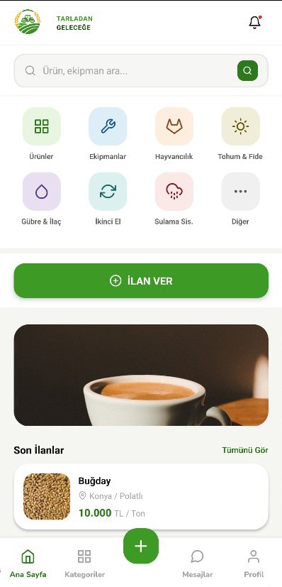 Tarladan Geleceğe mobil uygulama ekranı